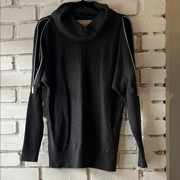 Michael Kors Black Cowl Neck Sweater with Shoulder Zips - Picture 2 of 8